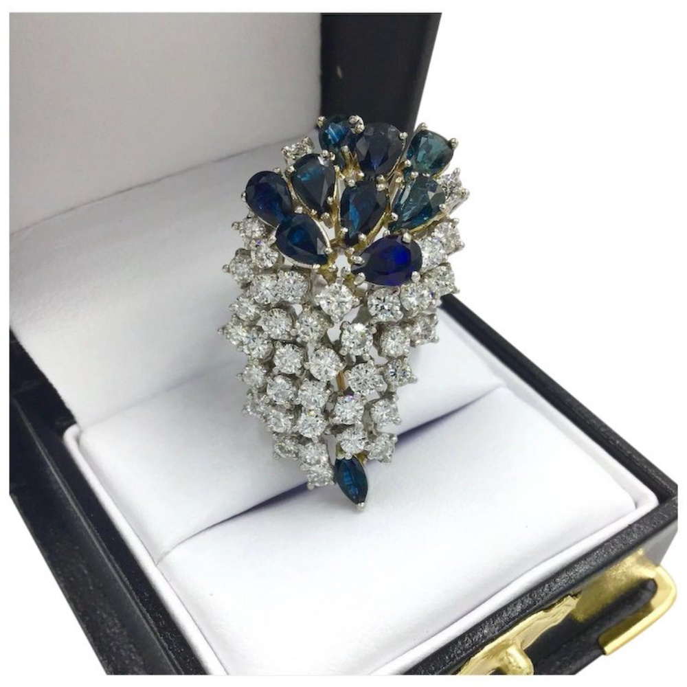 Estate Stunning Sapphire & Diamond White Gold